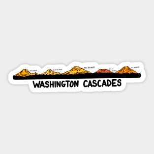 Washington Cascades - Baker, Glacier Peak, Rainier, St. Helens, Adams Sticker